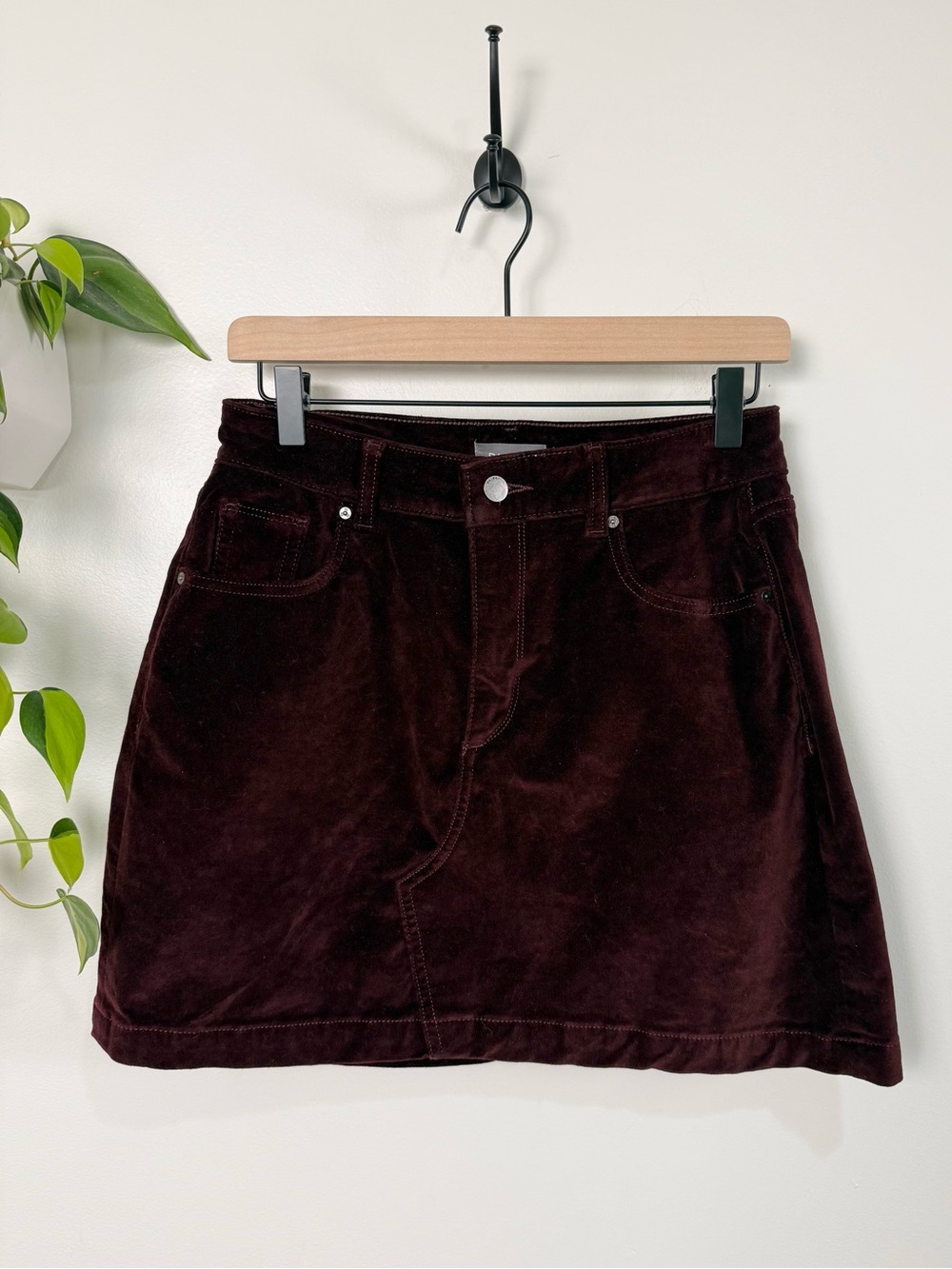 DL1961 Georgia Skirt Velvet A-Line Skirt Manor Burgundy A-Line Mini Soft Grunge
